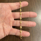 19k Portuguese Yellow Gold 5g Vintage Puffy Heart Link Bracelet 7.25"