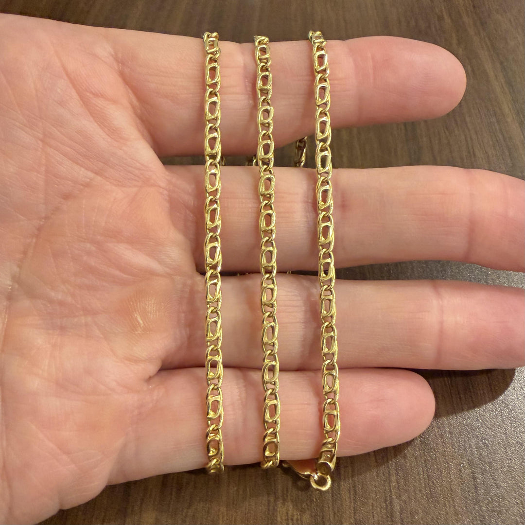 18k Yellow Gold 9.3g Semi Solid Vintage Fancy Curb Link Chain Necklace Italy 24"