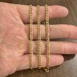 18k Yellow Gold 9.3g Semi Solid Vintage Fancy Curb Link Chain Necklace Italy 24"