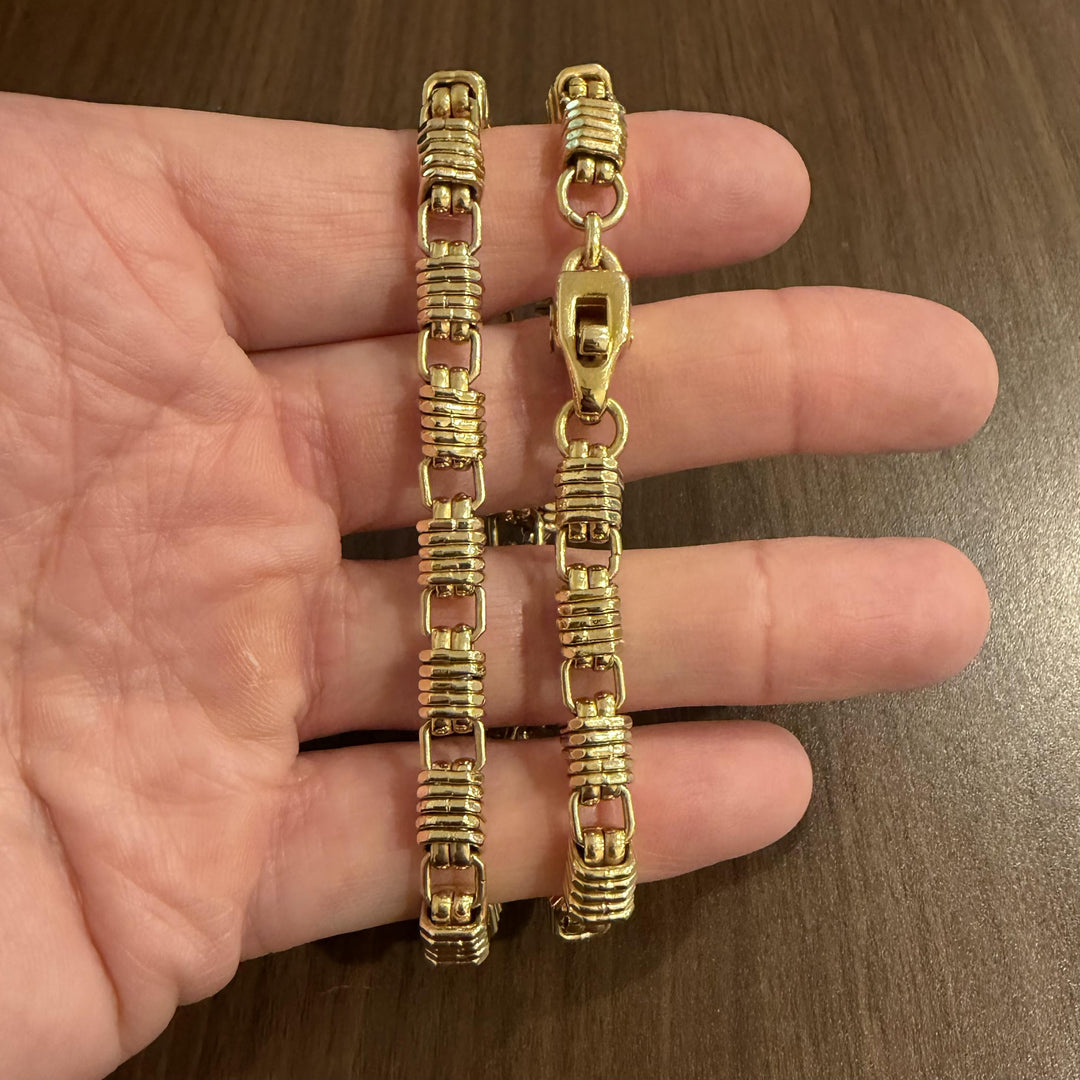 18k Yellow Gold 32.5g Vintage UnoAErre 7mm Fancy Link Necklace Italy 17"