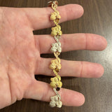18k Yellow White and Rose Gold 23.5g Solid Floral Link Bracelet Italy 6.75"