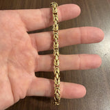 14k Yellow Gold 14.6g UnoAErre Squared 6mm Byzantine Link Bracelet Italy 7.75"