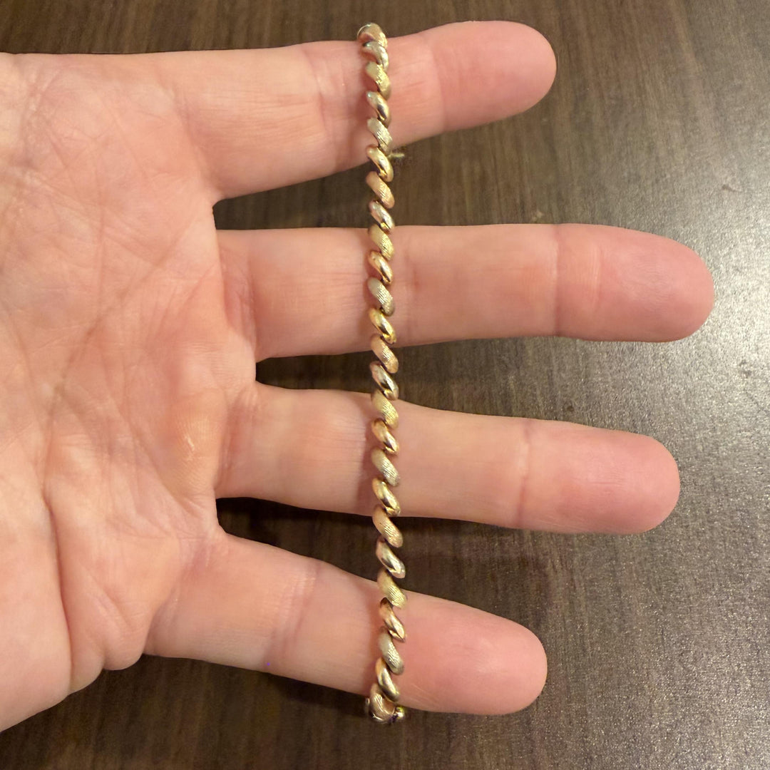 14k Yellow White and Rose Gold 8.6g San Marco Link Bracelet 7"
