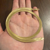 14k Yellow Gold 22.7g Solid Heavy Thick 7mm Herringbone Link Necklace Italy 20"