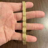 14k Yellow Gold 22.4g Solid Vintage 9mm Greek Key Panel Link Bracelet 7.25"
