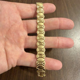 14k Yellow Gold 26.3g Ladies Vintage 13mm Fancy Link Bracelet Italy 7.25"