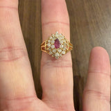 14k Yellow Gold Ruby and 0.60cttw Diamond Ring Size 7.75
