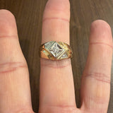 14k Yellow and White Gold 0.25cttw Diamond Men's Vintage Ring Size 10.25
