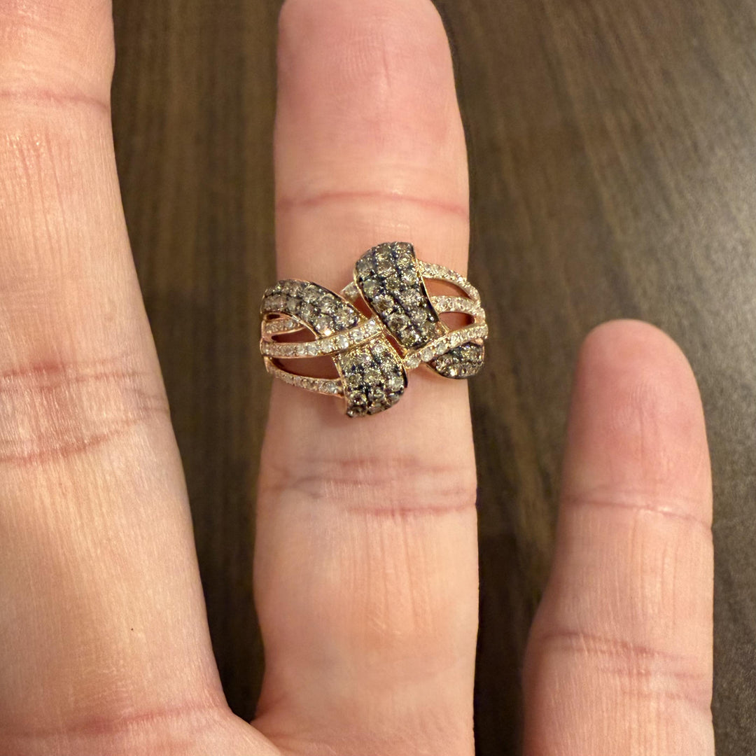 Effy 14k Rose Gold and 1cttw Champagne and White Diamond Ring Size 7