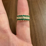 14k Yellow Gold Emerald and 0.20cttw Diamond Vintage Band Ring Size 5