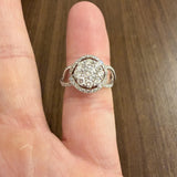 18k White Gold and 1cttw Diamond Halo Ladies Ring Size 4.75