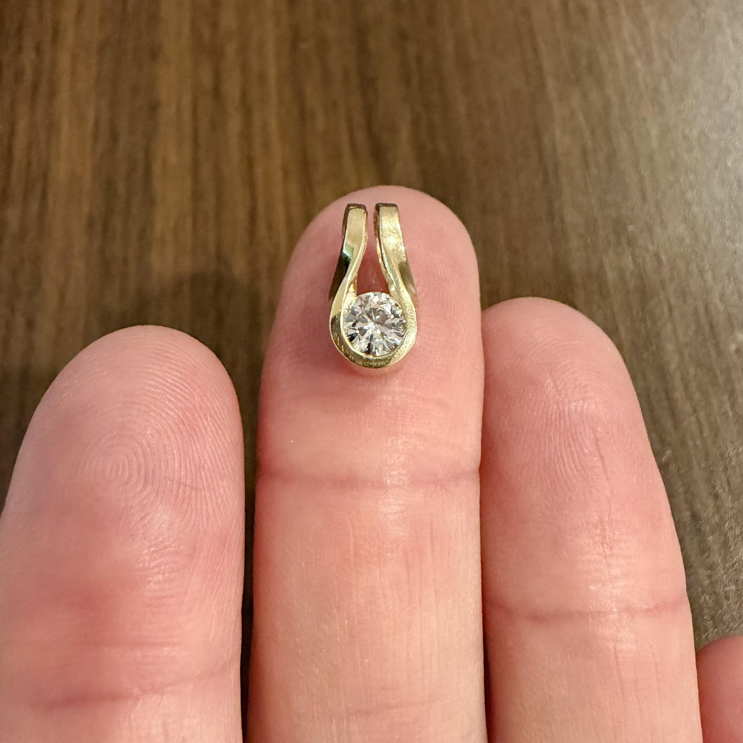 14k Yellow Gold and 0.35ct Diamond Slide Pendant 0.70"