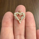14k Yellow Gold and 0.60cttw Round and Baguette Diamond Heart Pendant