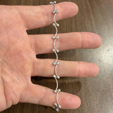14k White Gold and 0.30cttw Bezel Set Diamond Curved Bar Link Bracelet 7"