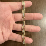 14k Yellow Gold and 0.65cttw Diamond Vintage Fancy Bar Link Bracelet 7.25"