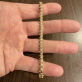 14k Yellow Gold and 1.20cttw Diamond Solid S Link Vintage Tennis Bracelet 7.25"