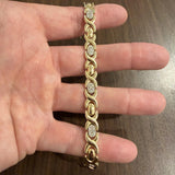 14k Yellow Gold and 0.50cttw Diamond Vintage Hugs and Kisses XO Link Bracelet 7"