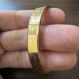 14k Yellow Gold 13.9g Ladies Flat Edge Engraved and Polished Bangle Bracelet 7"