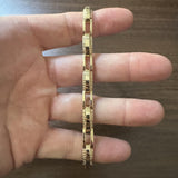 14k Yellow Gold 31.2g Solid Heavy 6.5mm Fancy Bar Link Bracelet 8"
