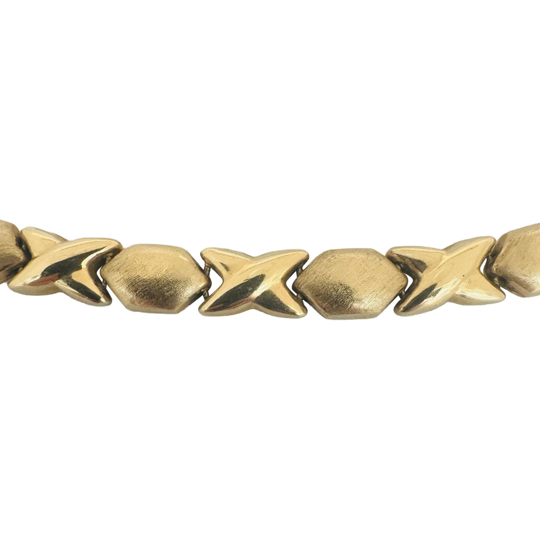 14k Yellow Gold 26.6g Ladies Vintage Hugs and Kisses XO Link Necklace Italy 17"