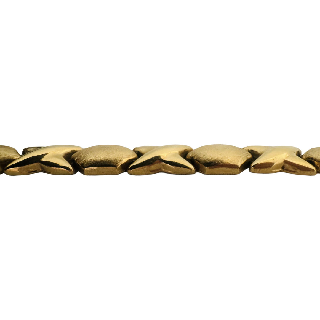 14k Yellow Gold 26.6g Ladies Vintage Hugs and Kisses XO Link Necklace Italy 17"