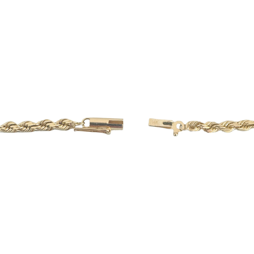 14k Yellow Gold 18.3g Solid Diamond Cut 2.5mm Rope Chain Necklace 24"