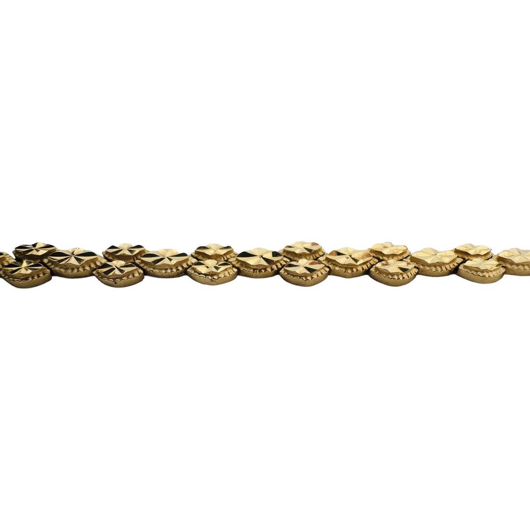 14k Yellow Gold 8.7g Vintage Diamond Cut 6mm Solid Fancy Link Bracelet 7"