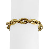14k Yellow Gold 6.2g Milor Hollow 8mm Fancy Oval Link Bracelet 7.5"