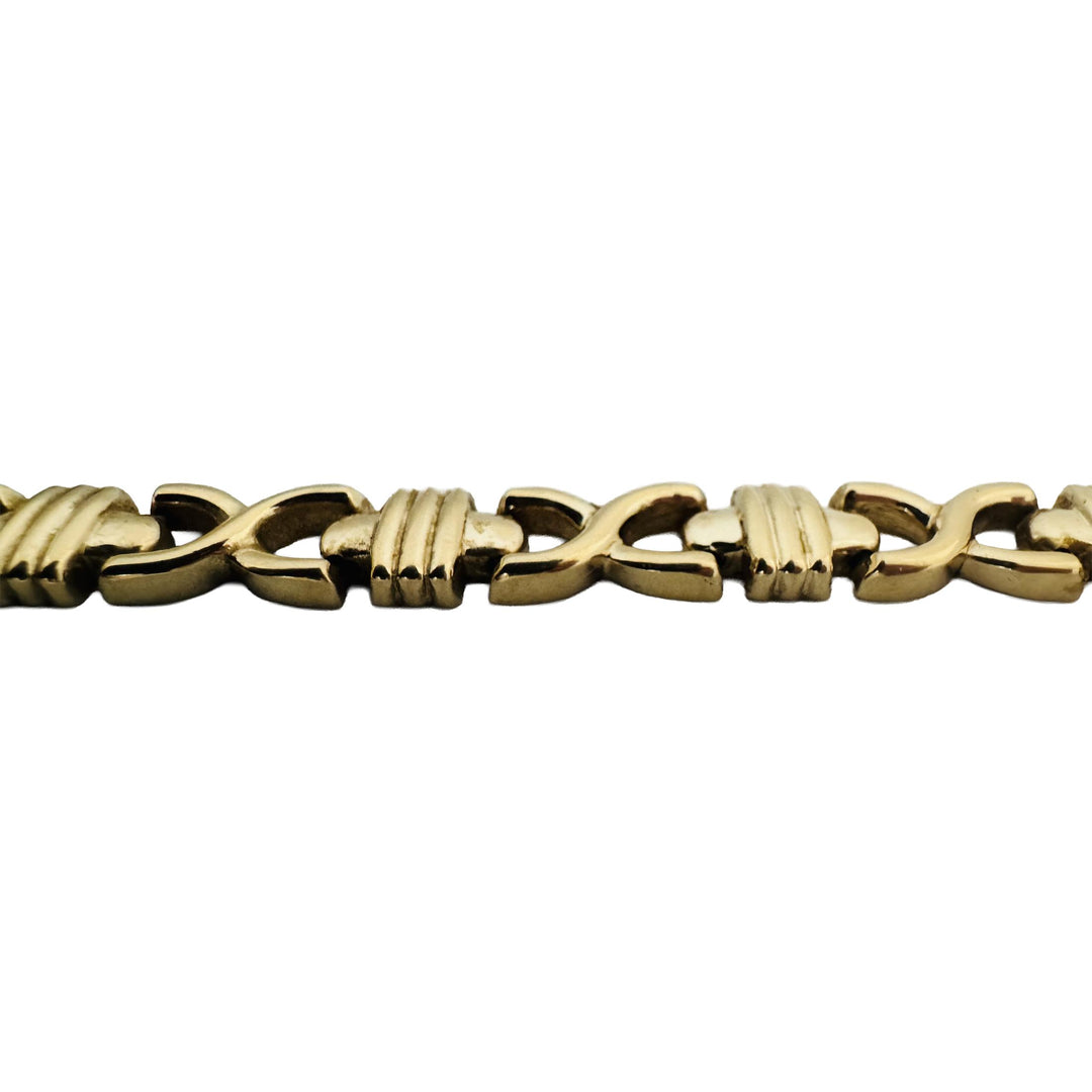 14k Yellow Gold 25g Ladies Vintage 8mm Fancy Link Necklace Italy 18"