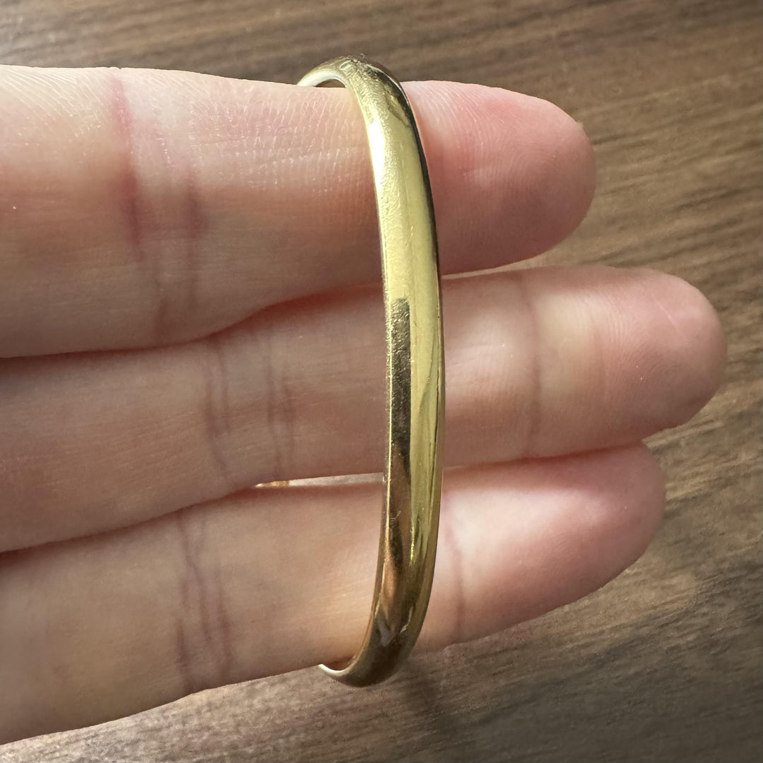 18k Yellow Gold 8.8g Ladies Polished 5mm Squared Bangle Bracelet Italy 6.75"