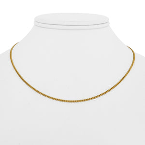24k Pure Yellow Gold 5.2g Solid Thin 1.5mm Curb Link Chain Necklace 15.5"