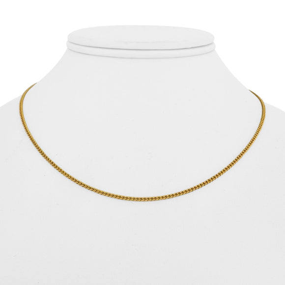24k Pure Yellow Gold 5.2g Solid Thin 1.5mm Curb Link Chain Necklace 15.5