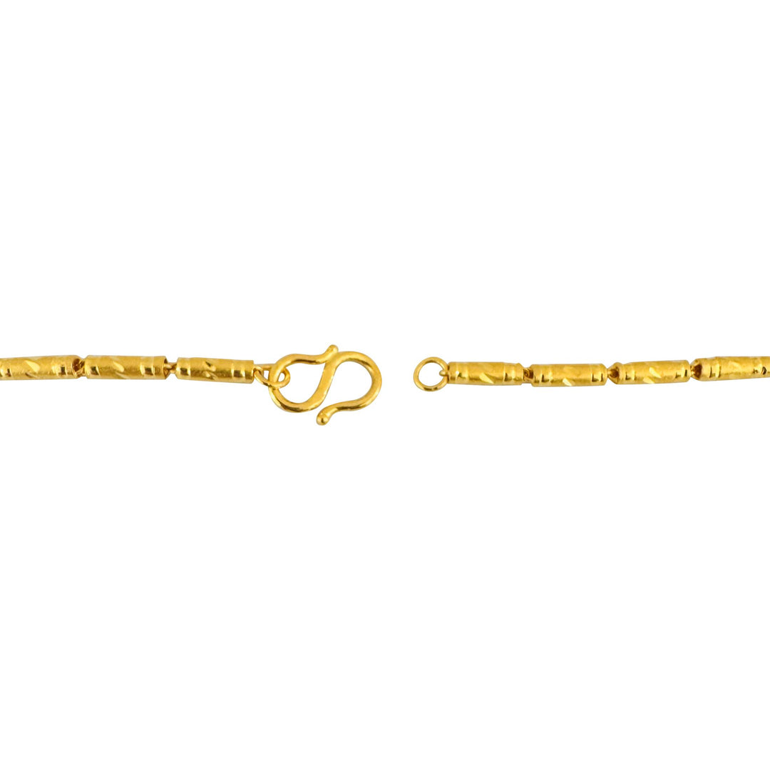 24k Pure Yellow Gold 23.6g Solid Barrel Link Floral Pendant Necklace 18"