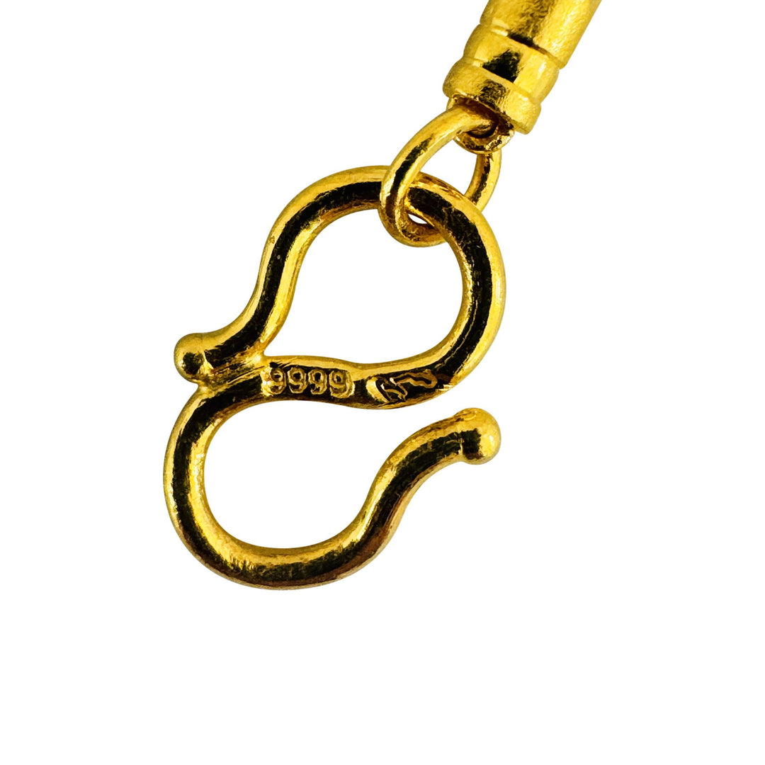 24k Pure Yellow Gold 23.6g Solid Barrel Link Floral Pendant Necklace 18"