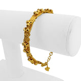 24k Pure Yellow Gold 27.2g Solid Diamond Cut Beaded Flex Cuff Bangle 7.25"