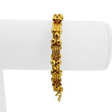 24k Pure Yellow Gold 27.2g Solid Diamond Cut Beaded Flex Cuff Bangle 7.25"