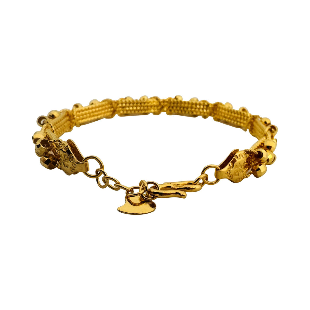 24k Pure Yellow Gold 27.2g Solid Diamond Cut Beaded Flex Cuff Bangle 7.25"