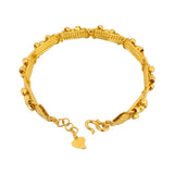 24k Pure Yellow Gold 27.2g Solid Diamond Cut Beaded Flex Cuff Bangle 7.25"