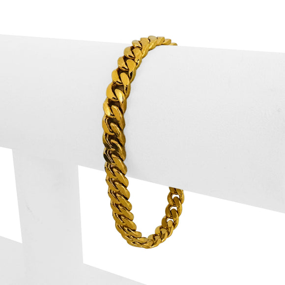 24k Pure Yellow Gold 32g Solid Heavy 6.5mm Curb Link Bracelet 6.75