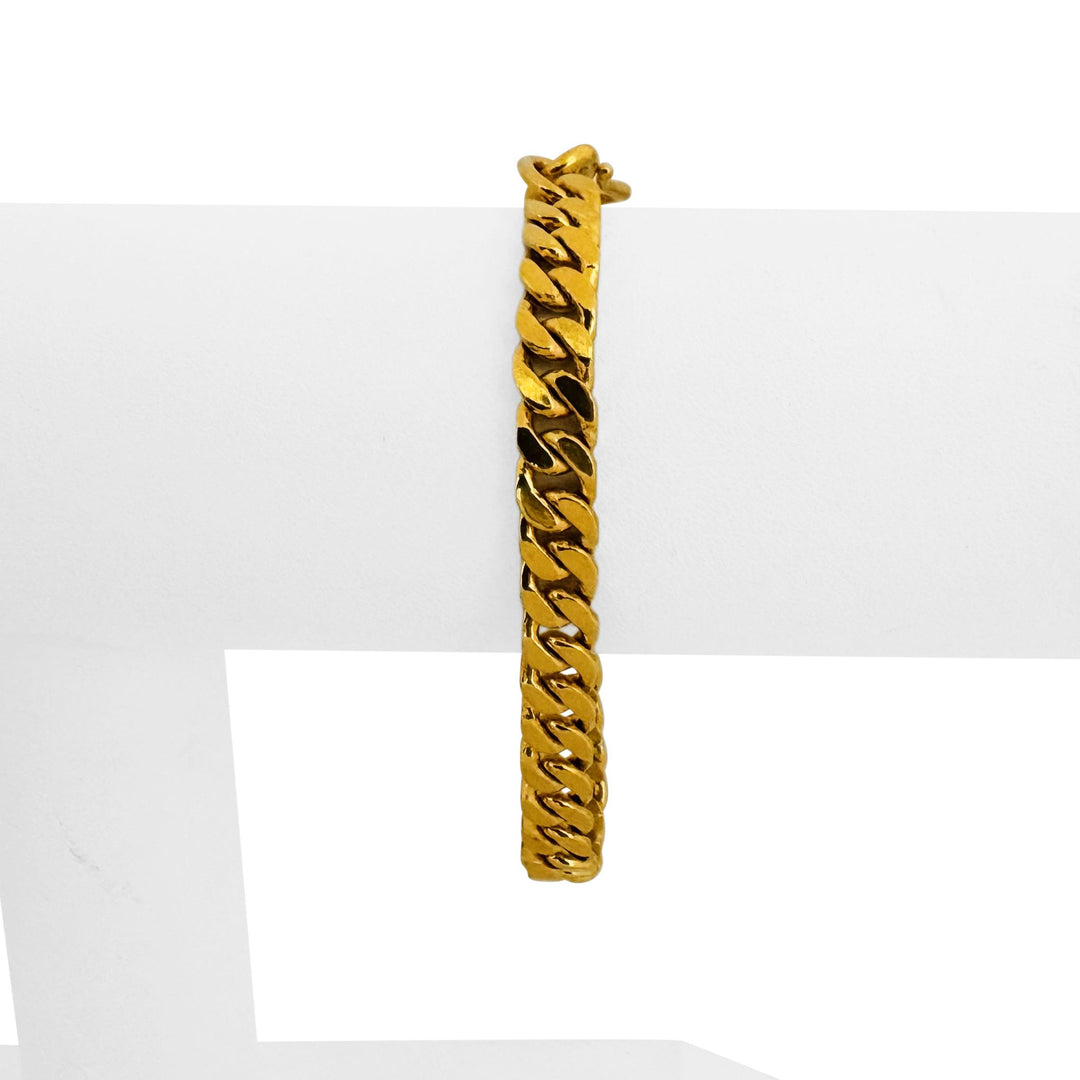 24k Pure Yellow Gold 32g Solid Heavy 6.5mm Curb Link Bracelet 6.75"
