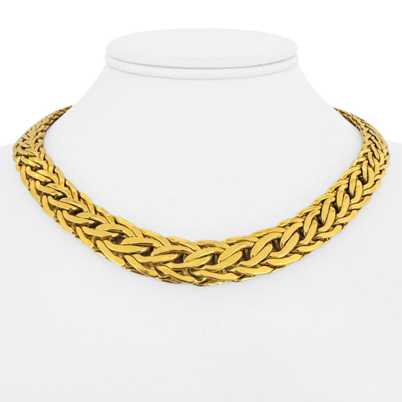 Roberto Coin Vintage 18k Yellow Gold 60g Graduated Flattened Wheat Necklace 17
