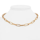 18k Rose Gold 15.8g Ladies Textured 6mm Elongated Oval Link Necklace 15.5"