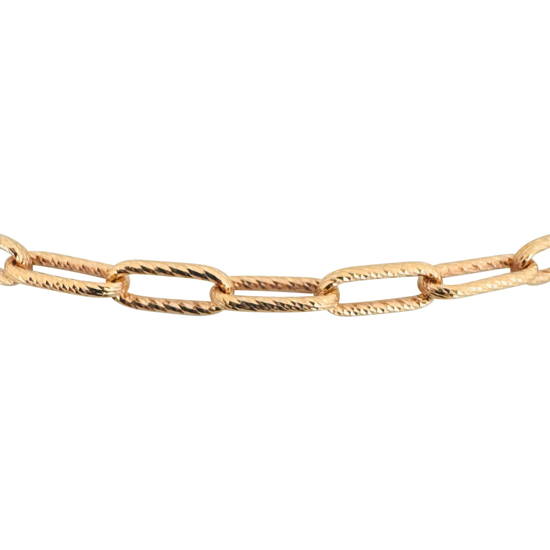 18k Rose Gold 15.8g Ladies Textured 6mm Elongated Oval Link Necklace 15.5"