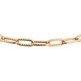 18k Rose Gold 15.8g Ladies Textured 6mm Elongated Oval Link Necklace 15.5"