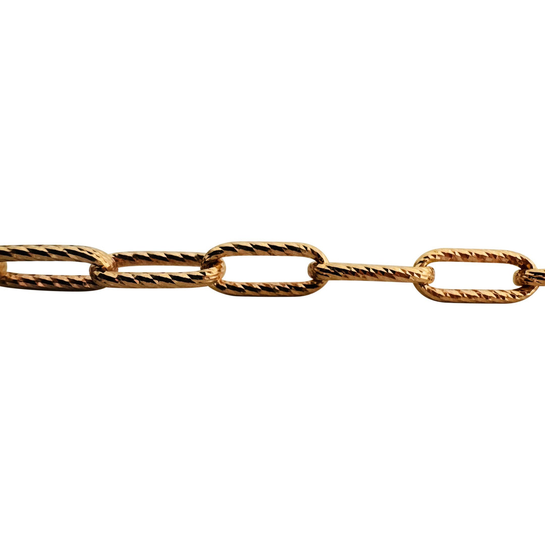 18k Rose Gold 15.8g Ladies Textured 6mm Elongated Oval Link Necklace 15.5"