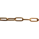 18k Rose Gold 15.8g Ladies Textured 6mm Elongated Oval Link Necklace 15.5"
