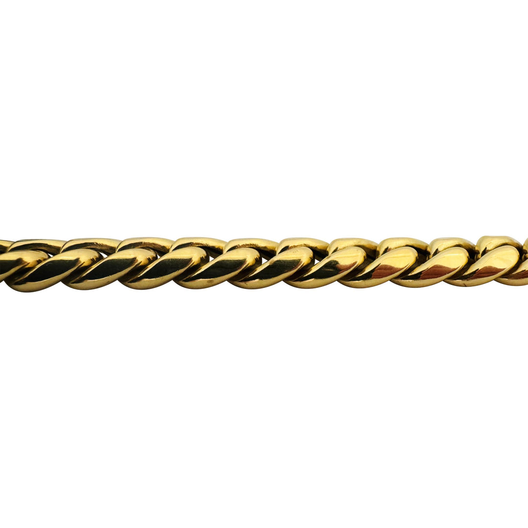 18k Yellow Gold 20.6g Hollow Thick 9mm Cuban Link Bracelet Italy 8"