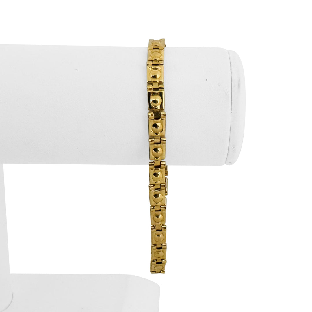 18k Yellow Gold 10.7g Ladies Polished 5.5mm Fancy Link Bracelet Italy 8.25"