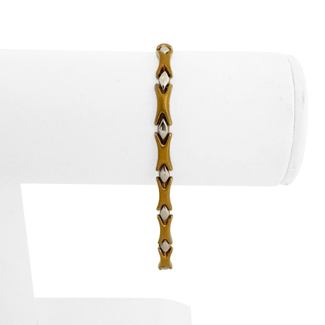 18k Yellow and White Gold 6.6g Ladies Two Tone 5mm Fancy Link Bracelet 7"