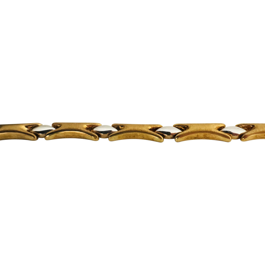 18k Yellow and White Gold 6.6g Ladies Two Tone 5mm Fancy Link Bracelet 7"